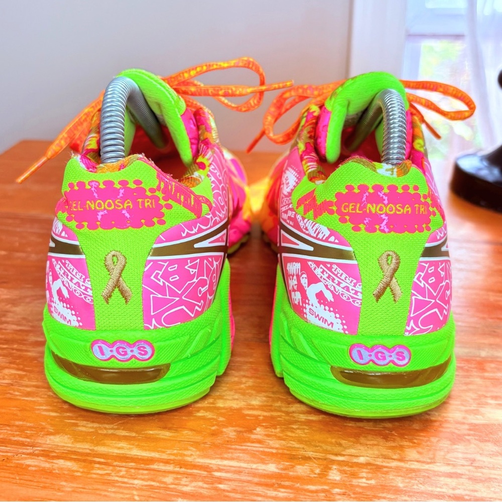 Asics Women's Neon Pink Yellow Green Running Shoes - Picture 9 of 16
